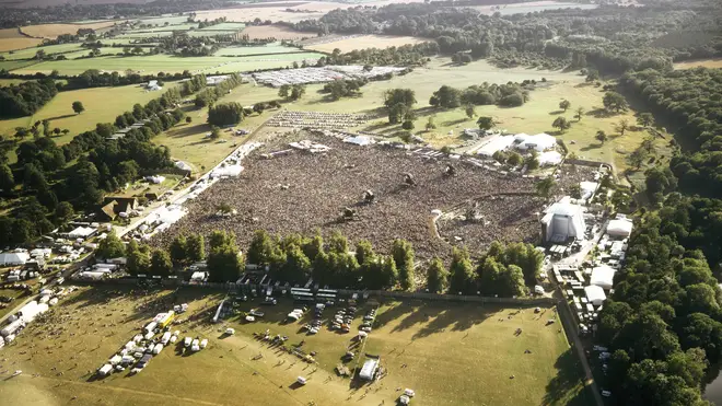 Aerial shot of the Oasis show at Knebworth, August 1996