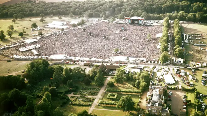 Aerial shot of Oasis at Knebworth in August 1996