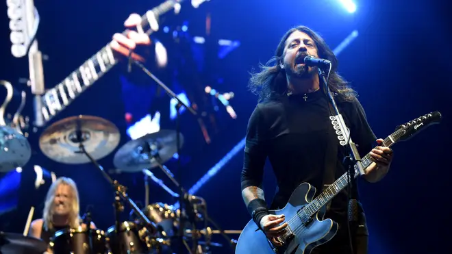 Taylor Hawkins and Dave Grohl of Foo Fighters performing in 2017