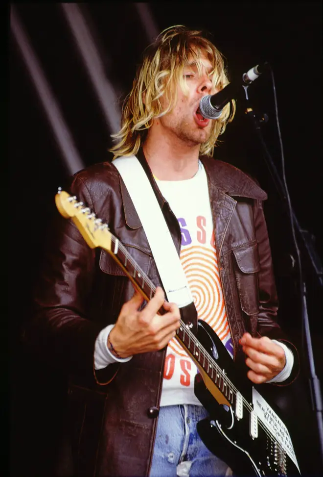 Kurt Cobain performing with Nirvana at Reading Festival in 1991