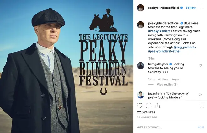 Liam Gallagher teases his appearance at the Peaky Blinders festival