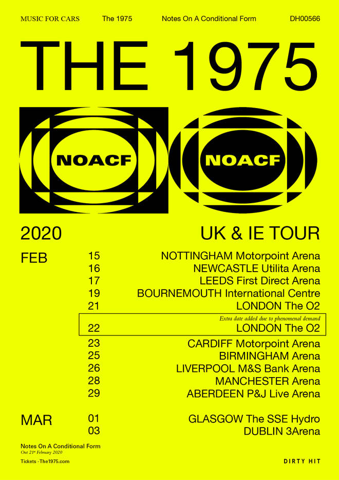 the 1975 tour 2020 setlist