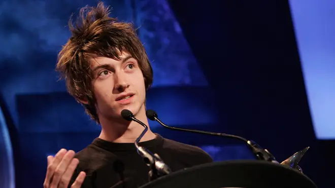 Alex Turner makes a speech after the Arctic Monkeys won the Nationwide Mercury Prize music award at Grosvenor House on September 5, 2006