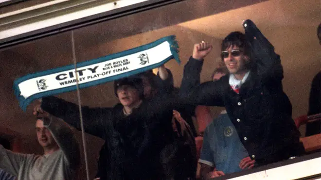 Liam Gallagher watching Manchester City FC in 1999