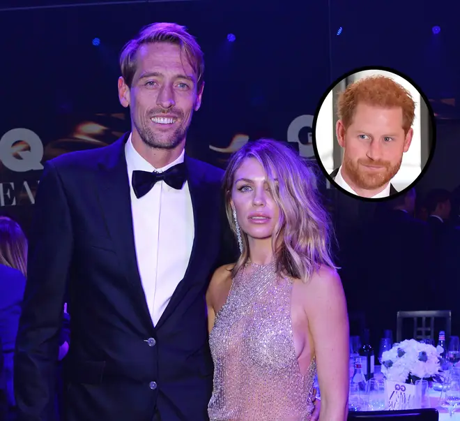 Abbey Clancy, Peter Crouch and Prince Harry inset