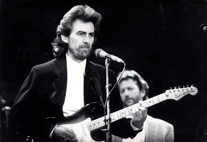 Beatle George Harrison Pictured Performing At The Prince's Trust Concert In 1988