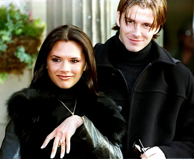 David Beckham and Victoria Adams announce their engagement in 1998
