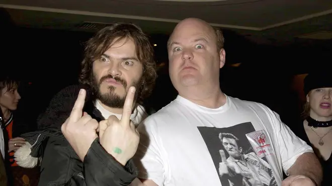 Jack Black and Kyle Gass of Tenacious D in 2002