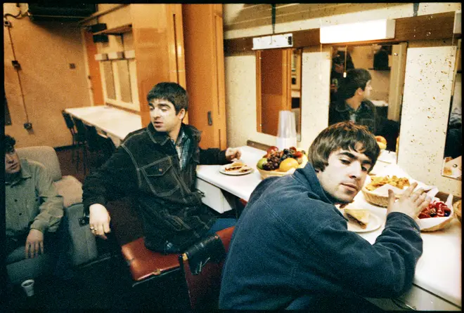 Oasis backstage in Southend, 1995