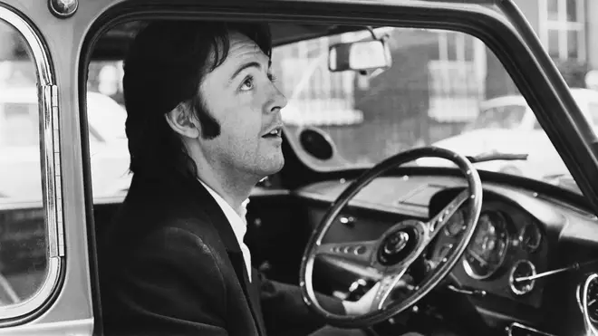 Paul McCartney leaving Apple Headquarters in his Mini, 19th April 1969