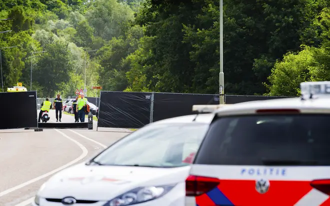 Police near the site of the Pinkpop festival in Landgraaf where a van slammed into pedestrians