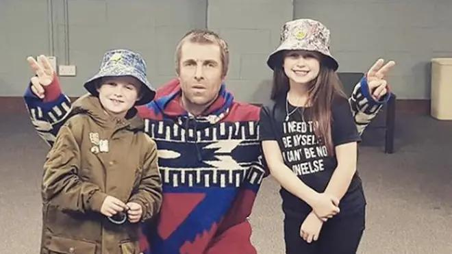 Liam Gallagher meets 8-year-old fan Luca and his family backstage at Newcastle gig