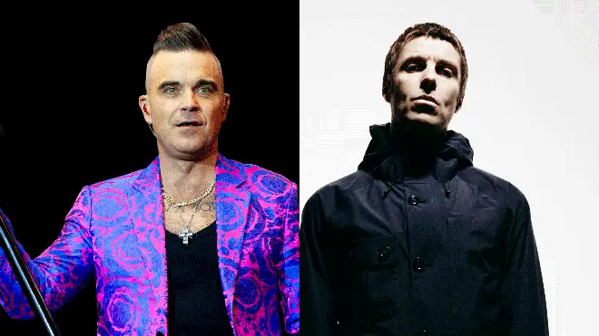 Robbie Williams teases Liam Gallagher with For What It's Worth cover as he ups the banter about the Oasis rocker in new Amazon advert